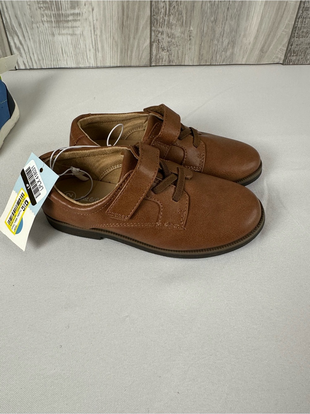 Toddler Brown Casual Leather-Look Velcro Shoes -12